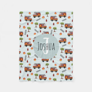 Boys Cute Fireman Fire Engine Lastbil Mönster Fleecefilt