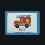 Boys Cute Fireman Fire Engine Lastbil och Namn<br><div class="desc">Den här söta och moderna blå barnplånboken har en tecknad med akutets brandmotor,  och en ställe för dig att lägga till ditt barns namn. Perfekt för alla barn som drömmer om att vara brandman,  brandman,  brandman!</div>