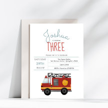 Boys Cute Fireman Fire Engine Småbarn Birthday