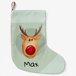 Boys Cute First jul Rudolph Reindeer & Namn Liten Julstrumpa