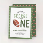 Boys Cute Football Sports Kids 1:a födelsedag Inbjudningar<br><div class="desc">Den här barnens inbjudan till första födelsedag innehåller en grönt idrottsdesign, med en söt fotboll som skapar "ONE" och ett matchande mönster på baksidan. Inbjudan kan vara personlig med din pojkes namn och andra detaljer som behövs för din party. Perfekten idrottsteman som tillägg till ditt barns första amerikanska fotbollsteman Temad...</div>