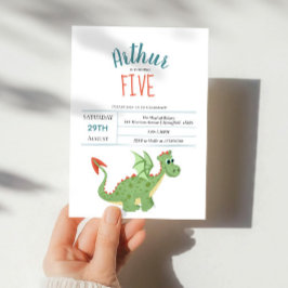 Boys Cute Grönt Dragon Småbarn födelsedag Inbjudningar