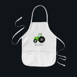 Boys Cute Grönt Farm Tractor med Namn Barnförkläde<br><div class="desc">Den här coolan och den söta barnplattan har en grönt tecknad för traktorns  och kan vara personlig med din pojkes namn. Perfektens gåva till traktorvänliga barn!</div>