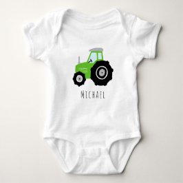Boys Cute Grönt Farm Tractor och Namn T Shirt