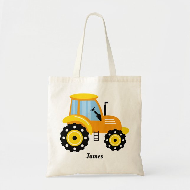 Boys Cute Gult Tractor Tygkasse (Framsidan)