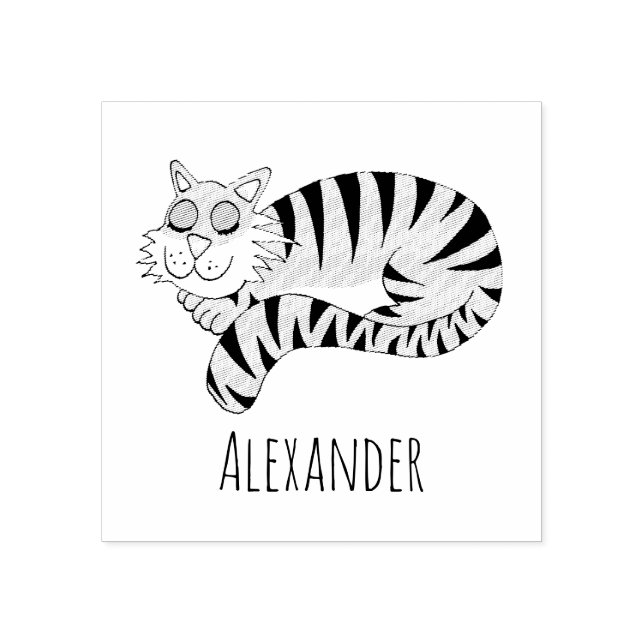 Boys Cute Jungle Tiger School Bookplate Stämpel (Tryck)