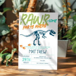 Boys Cute Modern Dinosaur Fossil Kids 5:e födelsed Inbjudningar