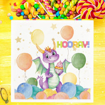 Boys Cute Modern Dragon Barns födelsedag Napkin