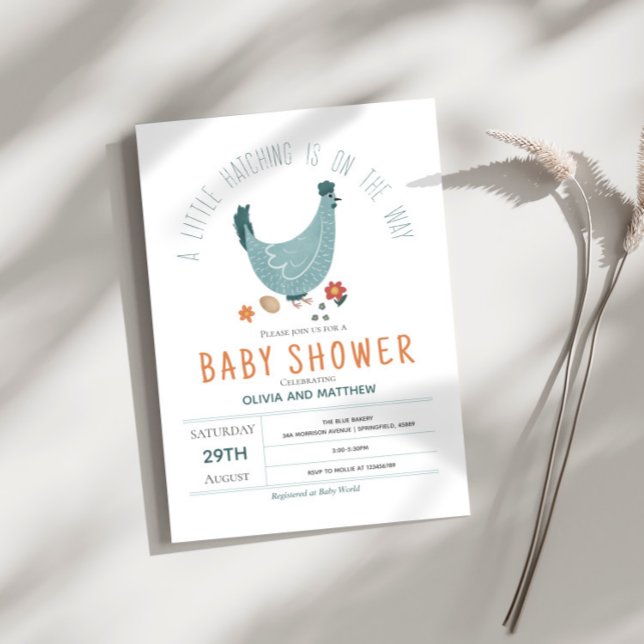 Boys Cute Modern Farm Chicken Baby Shower Inbjudningar (Skapare uppladdad)