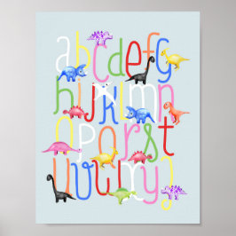 Boys Cute Nursery Dinosaur ABC Alphabet Kids Poster