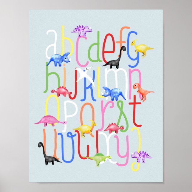 Boys Cute Nursery Dinosaur ABC Alphabet Kids Poster (Framsidan)