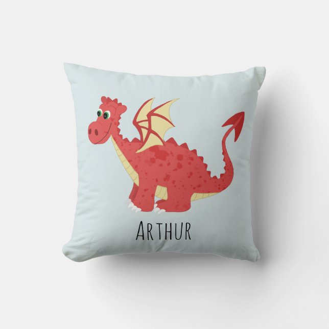 Boys Cute och Magic Red Welsh Dragon Kids Kudde (Framsida)