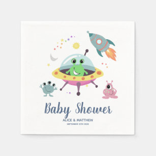 Boys Cute och Modern Space Alien Baby Shower Pappersservett