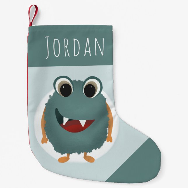 Boys Cute och Roligt Blue Monster Kids Liten Julstrumpa (Framsidan)