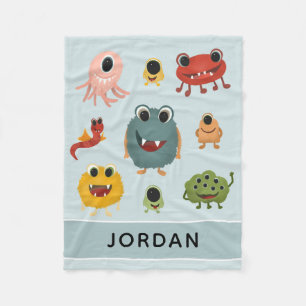 Boys Cute och Trendig Blue Monster Alien Kids Fleecefilt