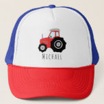 Boys Cute Red Tractor Farm and Namn Kids Keps<br><div class="desc">Den här söta och moderna truckerkepsen för barn har en röd tecknad och plats för din grupp att lägga till dina pojkar namn. Perfektens gåva till alla traktorer som älskar småjordbrukare!</div>