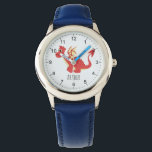 Boys Cute Red Welsh Dragon Tecknad & Namn Kids Armbandsur<br><div class="desc">Den här söta,  blå,  moderna barnklockan har en vacker walesisk dragon-tecknad och det finns utrymme för dig att lägga till dina pojkar namn. Med tydliga och lättlästa siffror är denna "första" klocka underbar för barn eller småbarn när man börjar lära sig tiden. Perfekten Wales-temat design för din lilla!</div>