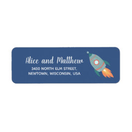 Boys Cute Rocket Space Baby Shower Returadress Returadress Etikett