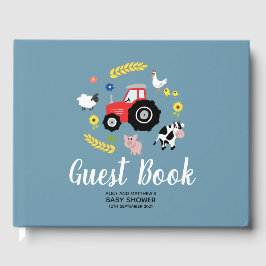 Boys Cute Rustic Boskap Tractor Baby Shower Gästböcker