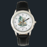 Boys Cute Rustic Woodland Forest Animals Armbandsur<br><div class="desc">Den här söta och rustiska barnklockan har ett vackert foto på skogen,  med en hjort,  hedgehog,  grävling,  svamp och grönt,  och plats för att lägga till din pojkes eller flickas namn i enkel typografi. Perfektens gender-neutralt-design för alla djurälskare!</div>