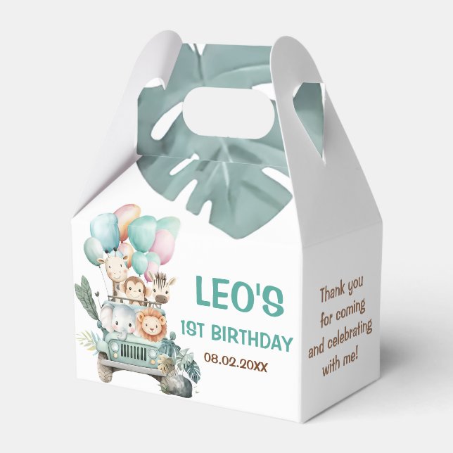 Boys Cute Safari Birthday  Presentaskar (Framsidan Sidan)