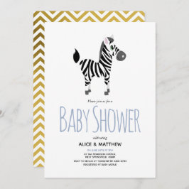Boys Cute Safari Jungle Zebra Baby Shower Inbjudningar