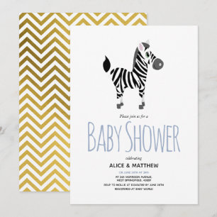 Boys Cute Safari Jungle Zebra Baby Shower Inbjudningar