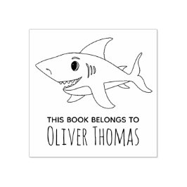 Boys Cute Shark Kids Bookplate Stämpel