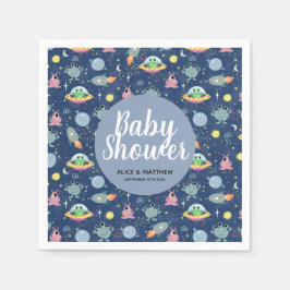 Boys Cute Space Alien Mönster Baby Shower Napkins Pappersservett