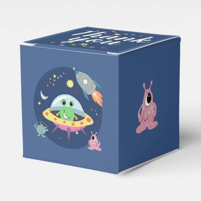 Boys Cute Space Alien Rocket Baby Shower Presentaskar (Framsidan Sidan)