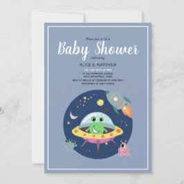 Boys Cute Space Alien Rocket Frakt Baby Shower Inbjudningar