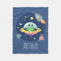 Boys Cute Space Alien Rocket Tecknad & Namn Kids