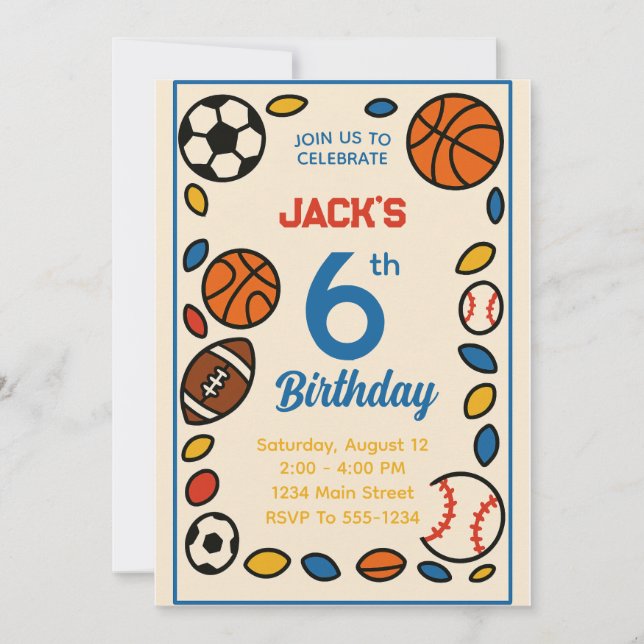 Boys Cute Sports Football Birthday Inbjudningar (Framsida)