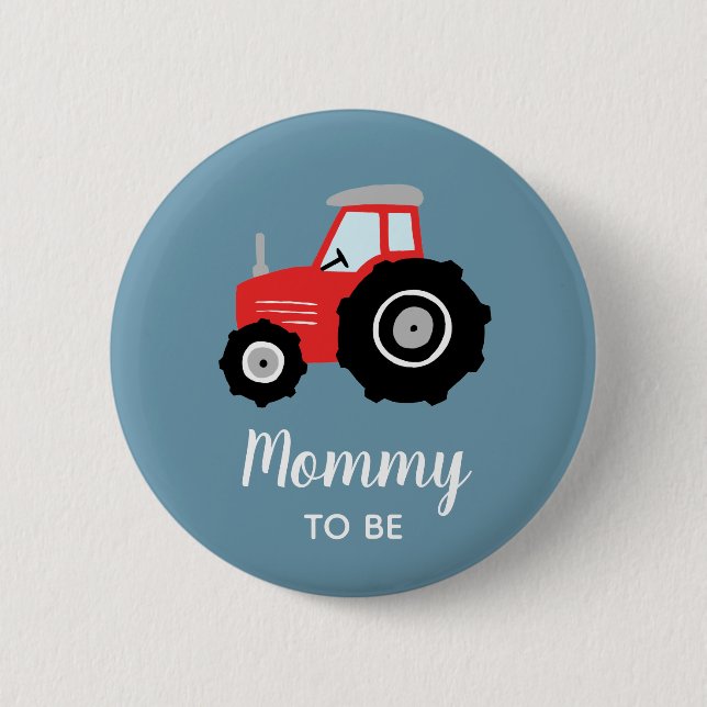 Boys Cute Tractor Mamma to be Baby Shower Knapp (Framsida)