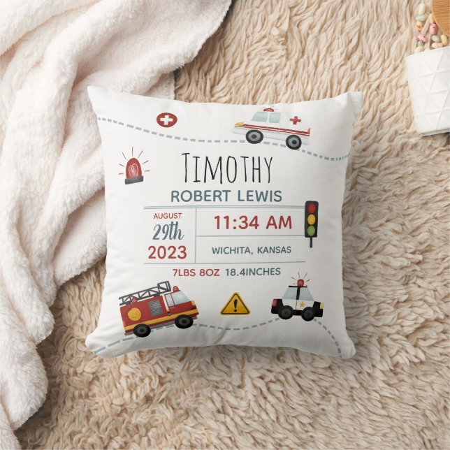 Boys Cute Transport Baby Birgstat Kudde (Filt)