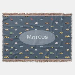 Boys Cute Transport Car Mönster monogram Kids Filt