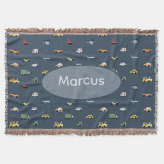 Boys Cute Transport Car Mönster monogram Kids Filt