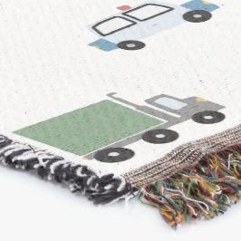 Boys Cute Transport Car Mönster Monogram Namn Kids Filt