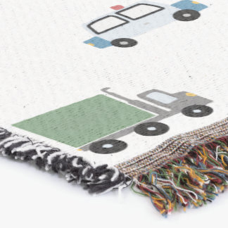 Boys Cute Transport Car Mönster Monogram Namn Kids Filt