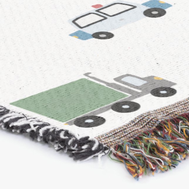 Boys Cute Transport Car Mönster Monogram Namn Kids Filt (Hörn)