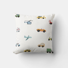Boys Cute Transport Car Mönster Monogram Namn Kids Kudde