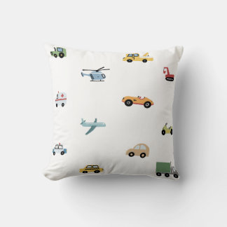 Boys Cute Transport Car Mönster Monogram Namn Kids Kudde