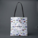 Boys Cute Transport Traactor Mönster och Namn Kids Tygkasse<br><div class="desc">Denna söta blå anpassningsbar i väskan har en blå tecknad som transporterar mönster, med bilar, pickupa lastbilar, tåg, flygplan, grävmaskiner, traktorer och helikoptrar. Det finns också utrymme för dig att lägga till dina pojkar namn och monogram i ett vackert teckensnitt. Perfekten transporterade temat som tillägg till din lilla skolförsörjning, eller...</div>