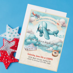 Boys Cute Travel Airplane Barns födelsedag Anpassn Inbjudningar