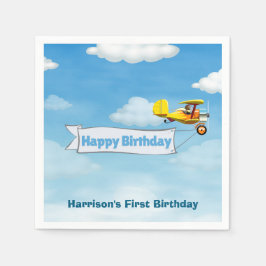 Boys Cute Travel Airplane Barns födelsedag Anpassn Pappersservett