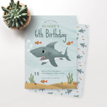 Boys Cute under Sea Ocean Shark 6e Birthday