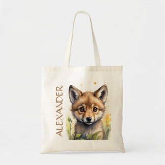 Boys Cute Varg Wildlife Watercolor Personlig Tygkasse