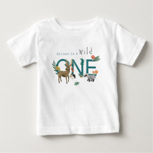 Boys Cute Vild ett Woodland 1:a födelsedag T Shirt
