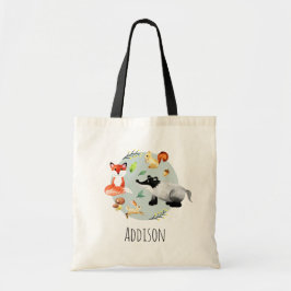 Boys Cute Wildlife Forest Animals Fox & Namn Kids Tygkasse