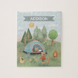 Boys Cute Woodland Forest Bear Camping Kids Pussel<br><div class="desc">Den här söta barnpusslet har färgstarka bilder av utomhuscamping,  med björnar,  tält,  träd,  campfire och gitarr,  och kan vara personlig med din pojkes namn. Perfekt till läger eller skogslingungar! Kolla in vår butik för andra söta utomhusskogskonstruktioner.</div>